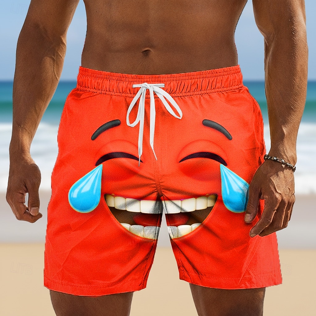 Voor heren 3D-cartoon Grappig Lach gezicht Lange zwembroeken Badpakken Zwembroeken Boardshorts Medium Taille Retro vintage Strandvakantie Zijzakken Mesh voering Elastische tailleband met trekkoord 2026 - $20.99 –P4