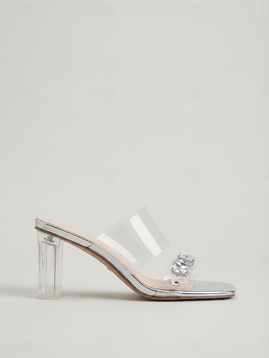 Women's Clear High Heel Sandals, Transparent Open Toe Rhinestone Strap Elegant Dress Shoes for Cocktail Party, Evening Events & Night Out 2026 - $46.99 –P5