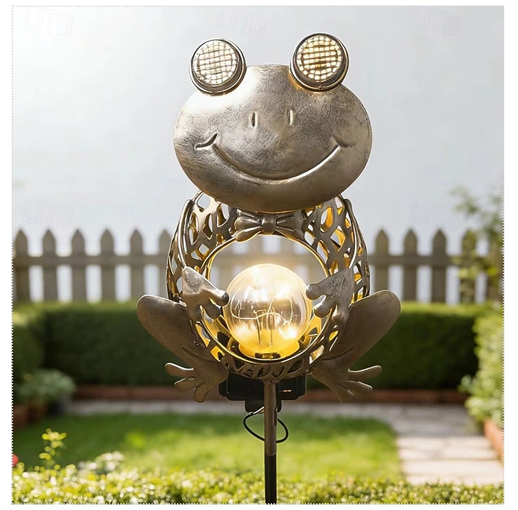 Lampada solare da esterno impermeabile a LED creativa a forma di rana con paletto in ferro, ideale per giardino, cortile, vialetto, prato e illuminazione paesaggistica per ville. del 2026 a $26.99 –P6