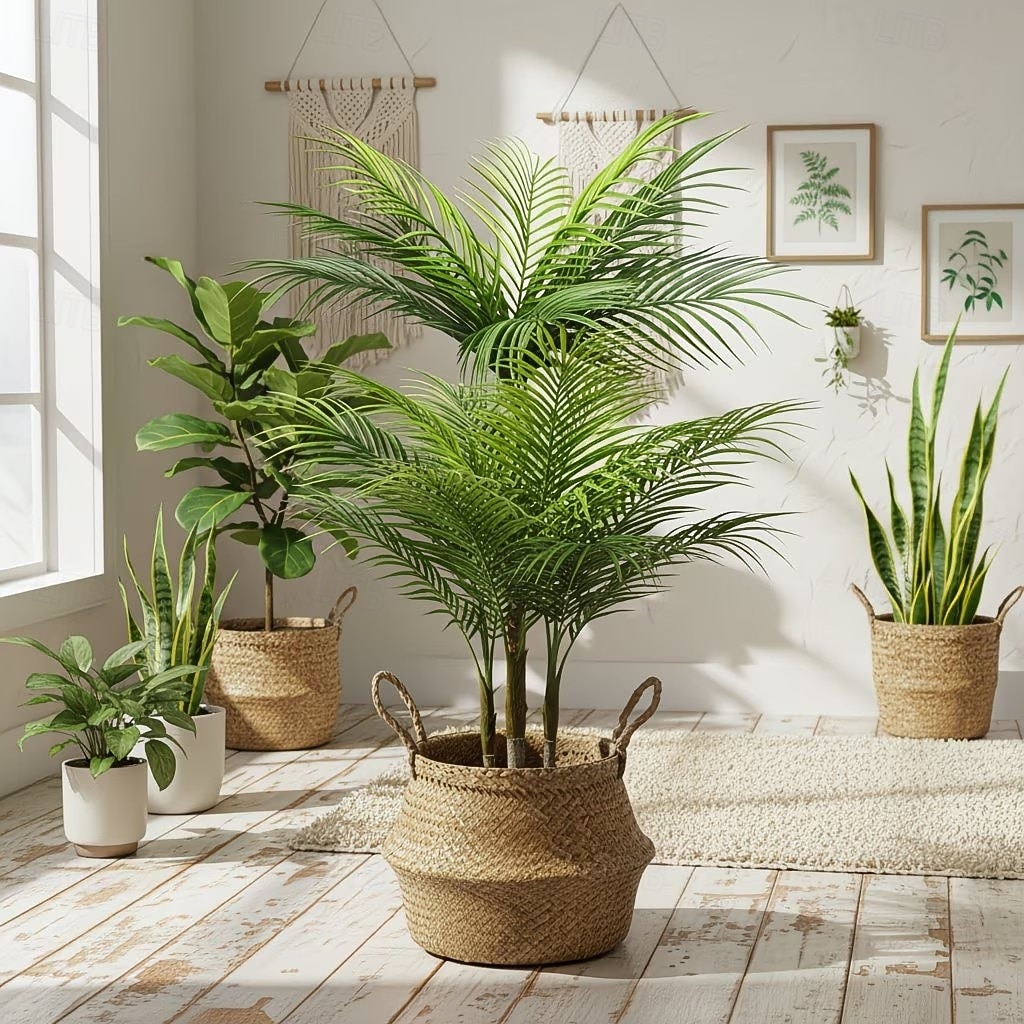 2/4 buc frunze de palmier artificiale cu ferigă de fier mare cu 9 capete, plante tropicale simulate realiste din junglă pentru decorarea pereților, frunziș artificial de frunze de palmier pentru casă, 2026 - $15.99 –P8