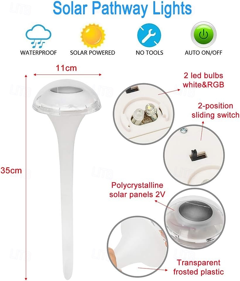 1 Stück Solar-Gartenleuchte in Pilzform, wasserdicht, für Gartenwege, Rasen, Terrasse, Hof, Gehwege und Einfahrten, 2 Lichteffekte (weiß & farbwechselnd). 2026 - $17.99 –P4