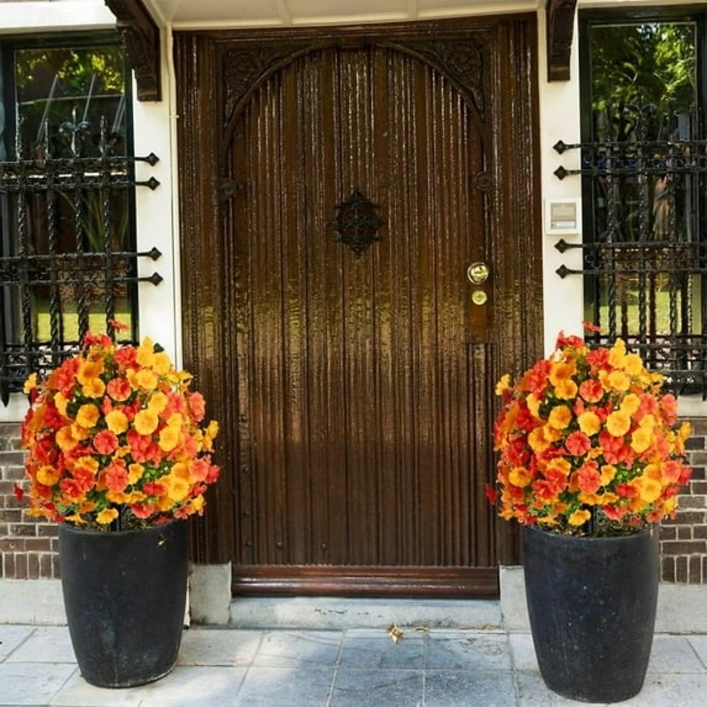 2026年 24インチの人工花支柱、屋外装飾、アサガオ、ツゲ、トピアリー、ボールツリー、マルチカラーの庭用支柱 &芝生、色褪せない丈夫なプラスチック製、オールシーズン装飾  コレクション – $25.99 –P4