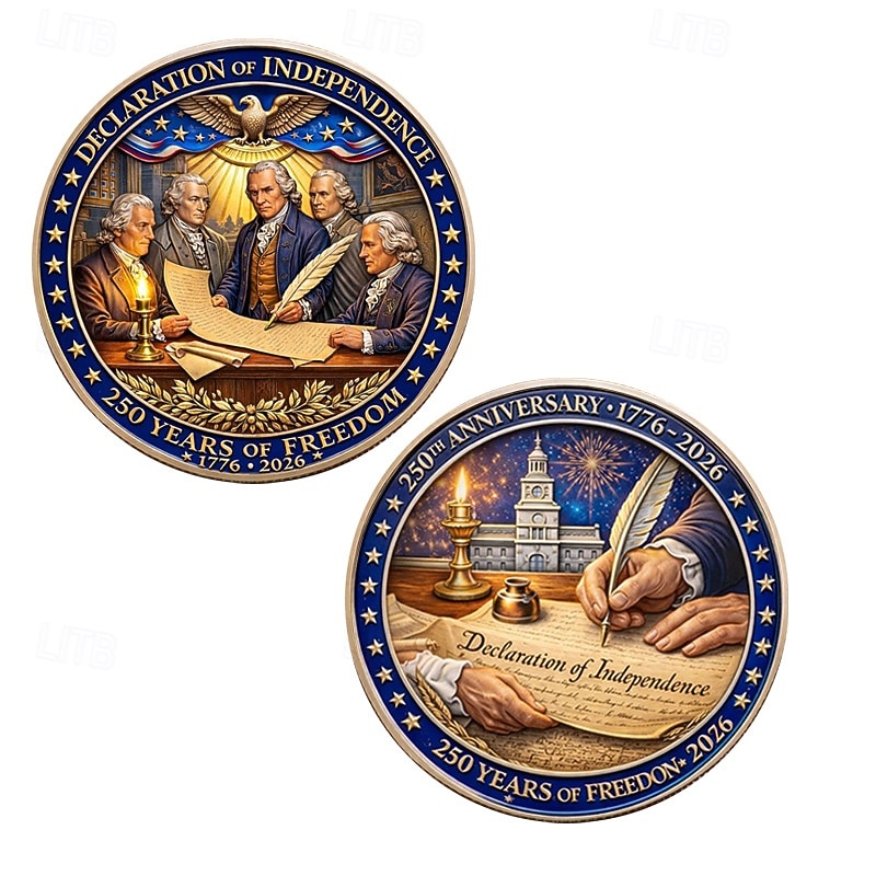 Pièce commémorative du 250e anniversaire des États-Unis, pièce de collection défi sur la déclaration d'indépendance avec les pères fondateurs &Modèle de document historique, souvenir patriotique en de 2026 ? $19.99 –P1