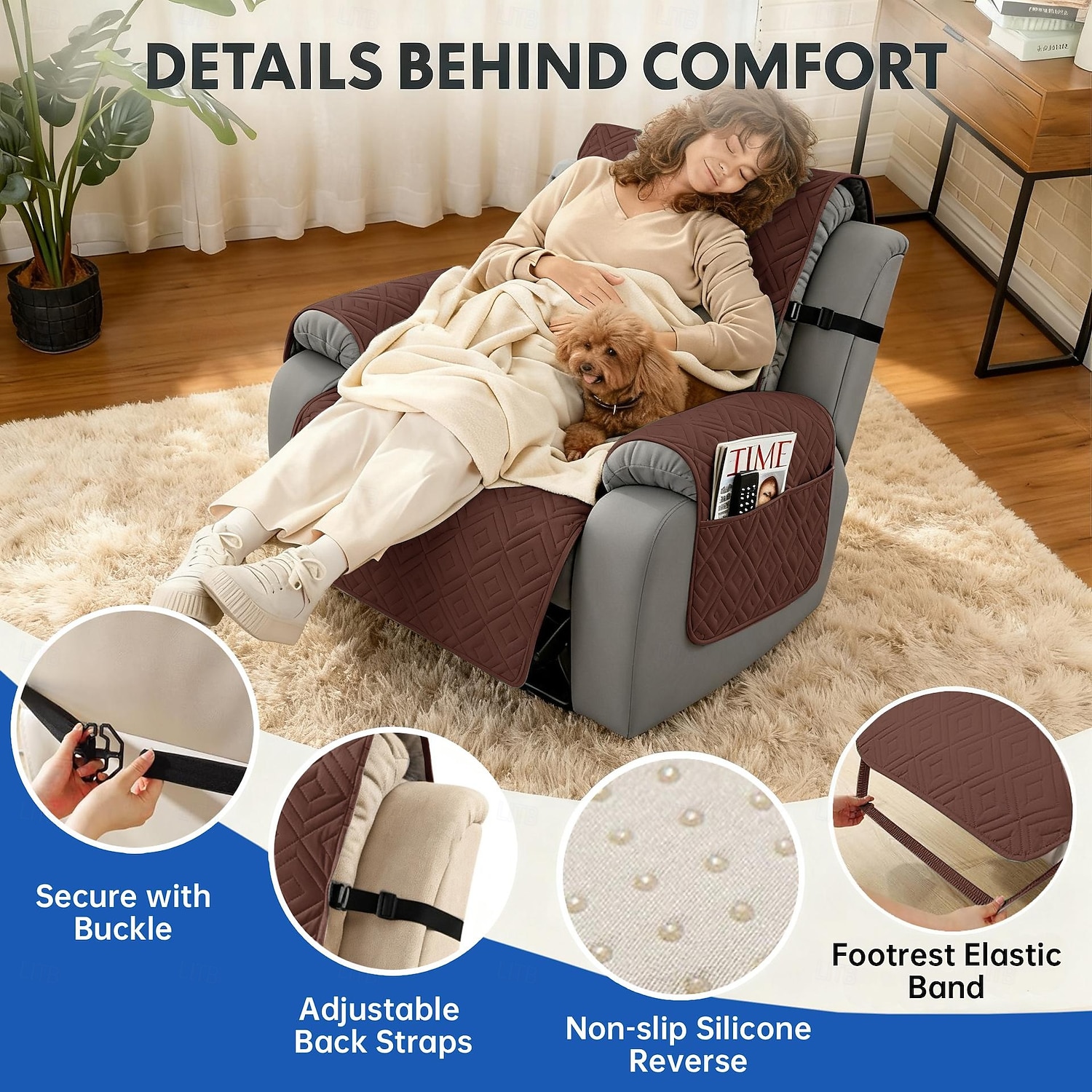 Vanntett sofatrekk for kjæledyr, lenestoltrekk til kjæledyr, sklisikkert sofatrekk, slitesterkt, vaskbart møbeltrekk for hunder og katter, alle årstider 2026 - $37.99 –P3