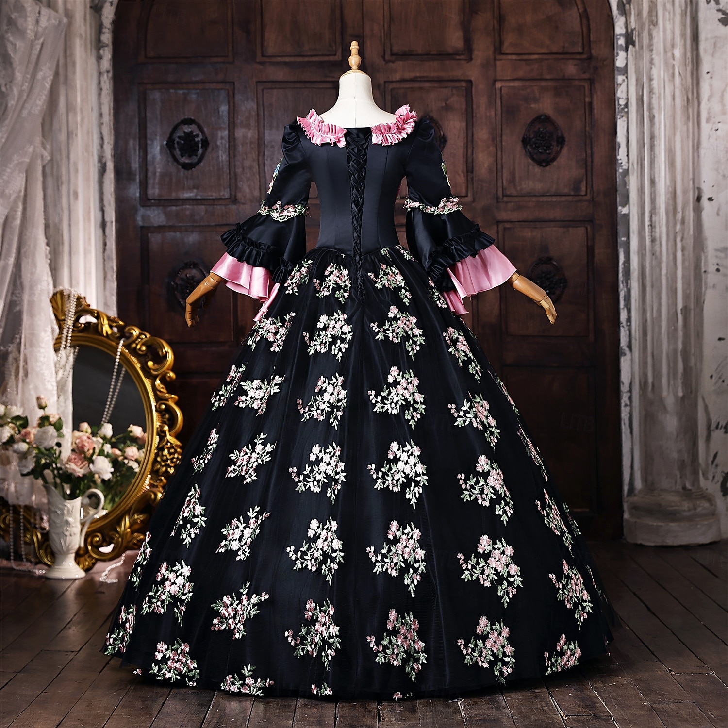 Rococo Baroque Ball Gown Floor Length Dress Ball Gown Long Sleeves Princess Bridal Bow Floral Ball Gown Square Neck Fancy Dress Women's Royal Halloween Carnival Masquerade Prom Tea Party Party 2026 - $327.49 –P4