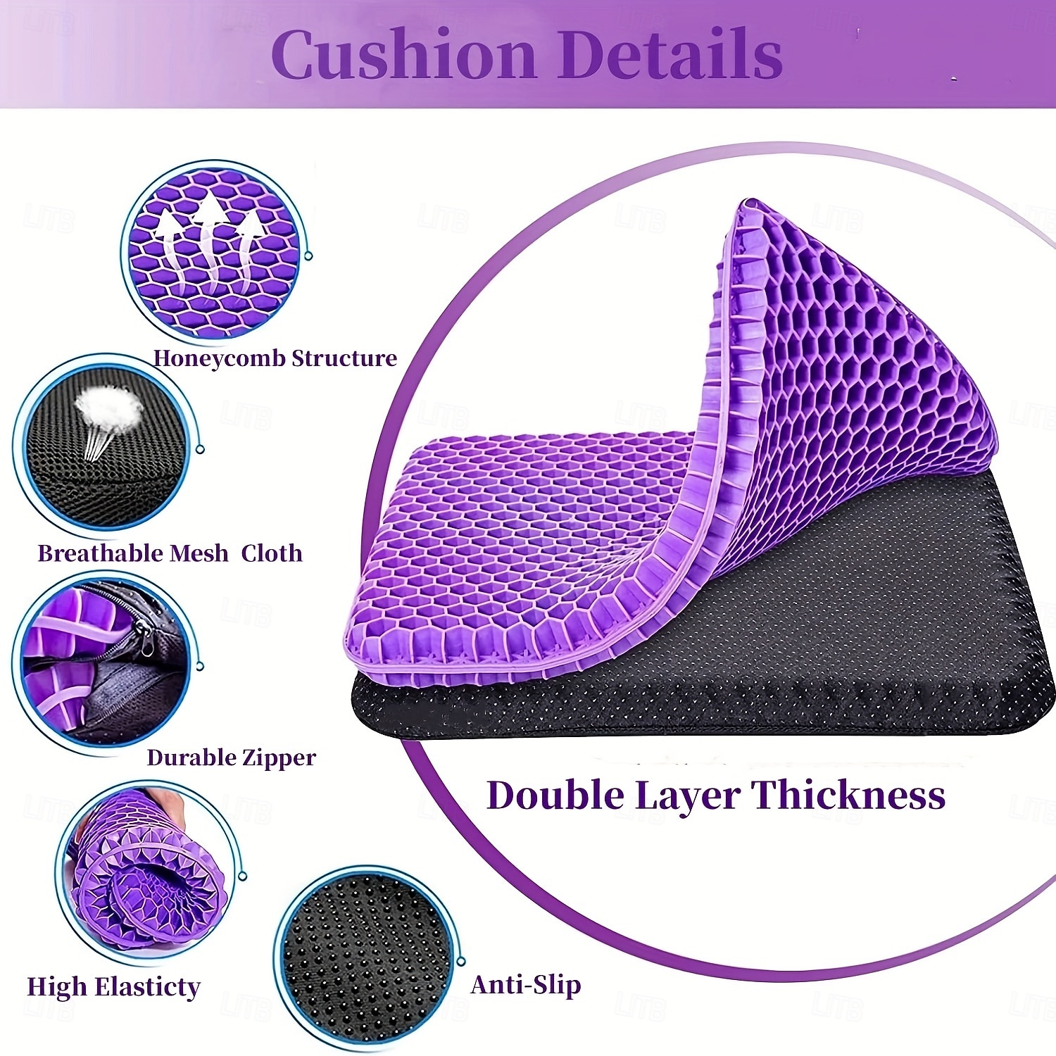 Gel Seat Cushion, Large Honeycomb Design Cooling Chair Pad for Pressure Relief, Orthopedic Seat Cushion for Office Chair, Car, Home, Wheelchair, Tailbone & Sciatica Pain Relief, Non-Slip Cover 2026 - $23.99 –P3