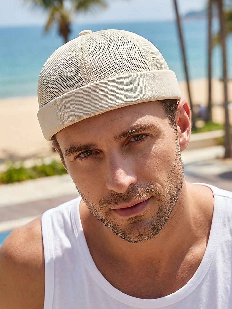 herrhatt i andningsbar mesh-polyester, justerbar mössa utan brätte i flera färger för dagligt bruk, strandsemester, resor och sommarstil utomhus 2026 - $11.99 –P2
