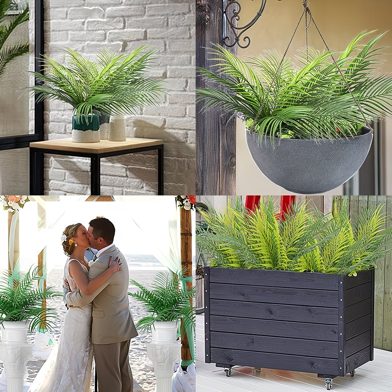 2/4 buc frunze de palmier artificiale cu ferigă de fier mare cu 9 capete, plante tropicale simulate realiste din junglă pentru decorarea pereților, frunziș artificial de frunze de palmier pentru casă, 2026 - $15.99 –P4