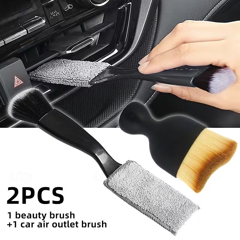 2 Sets Car Interior Detailing Brush Set, Soft Bristle Dusting Brush & Dual-Ended Air Vent Cleaner Tool, Professional Car Cleaning Kit for Dashboard, AC Outlet, Console, Gaps, Scratch-Free 2026 - $9.74 –P1