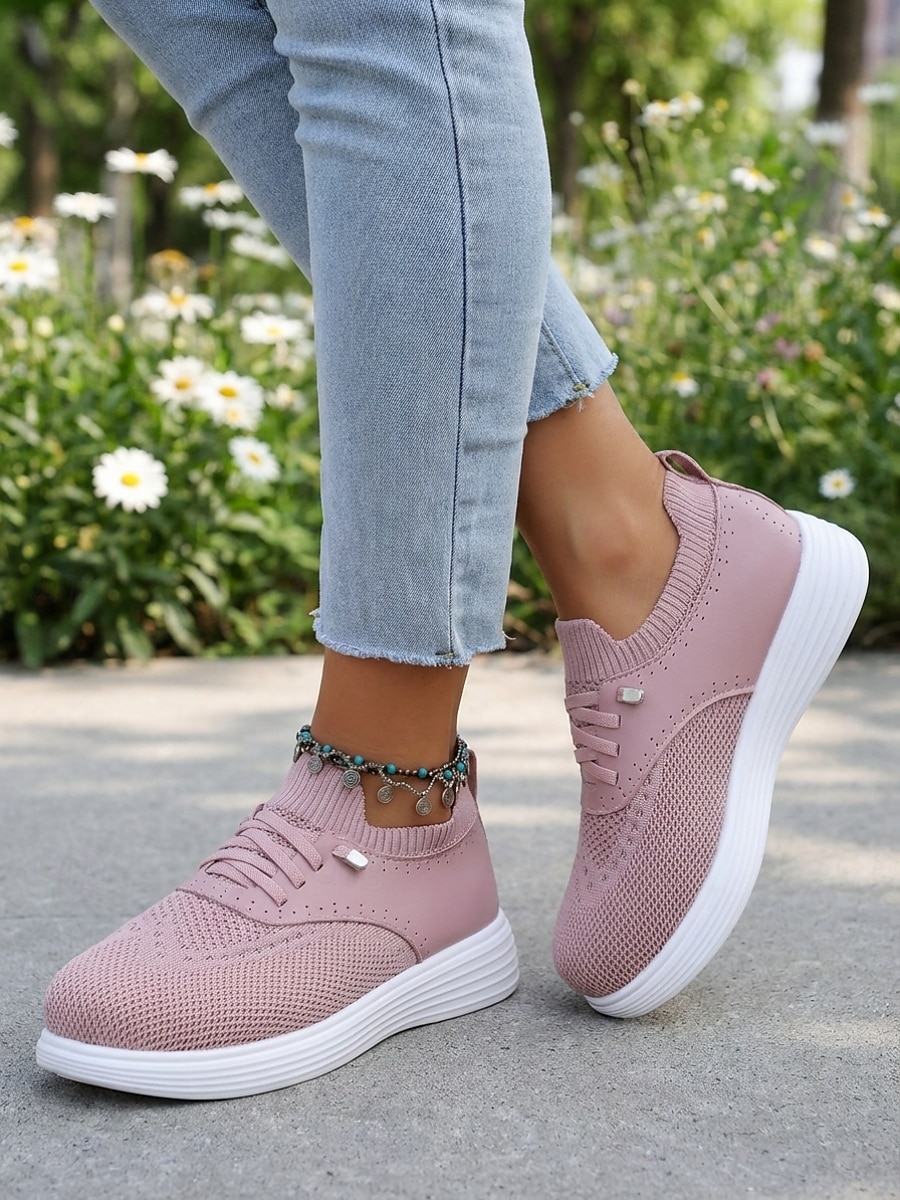 Women's Pink Breathable Knit Sneakers – Lightweight Walking Shoes, Slip-On Style Shoes for Casual, Travel & Everyday Use 2026 - $26.99 –P1