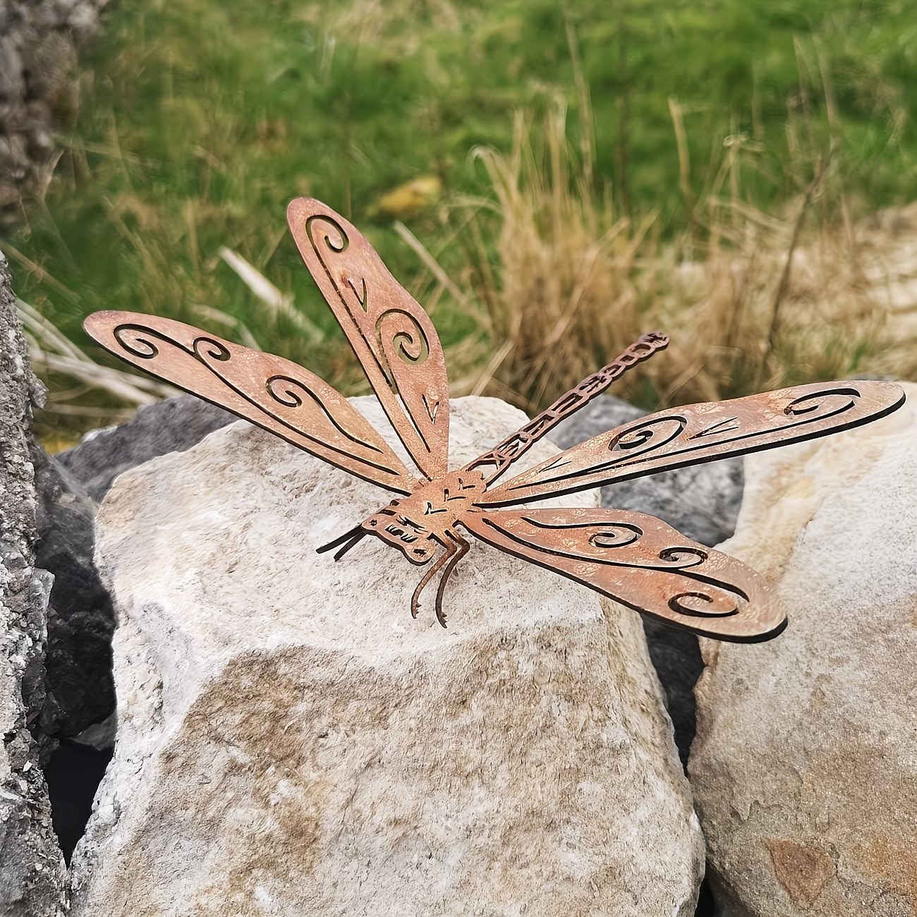 Escultura decorativa de libélula 3D de metal oxidado para exteriores, adorno de insecto de jardín de libélula oxidado naturalmente adecuado para jardines exteriores, patios traseros y decoraciones de 2026 - $12.49 –P5