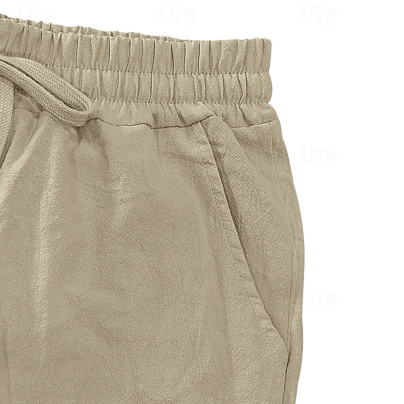 Bărbați Pantaloni scurți din in Pantaloni scurți de vară Pantaloni scurți de plajă Cordon Buzunar Talie elastică Culoare solida Confort Respirabil Lungime gambă Casual Zilnic Plajă Vacanță Modă Negru 2026 - $21.99 –P11