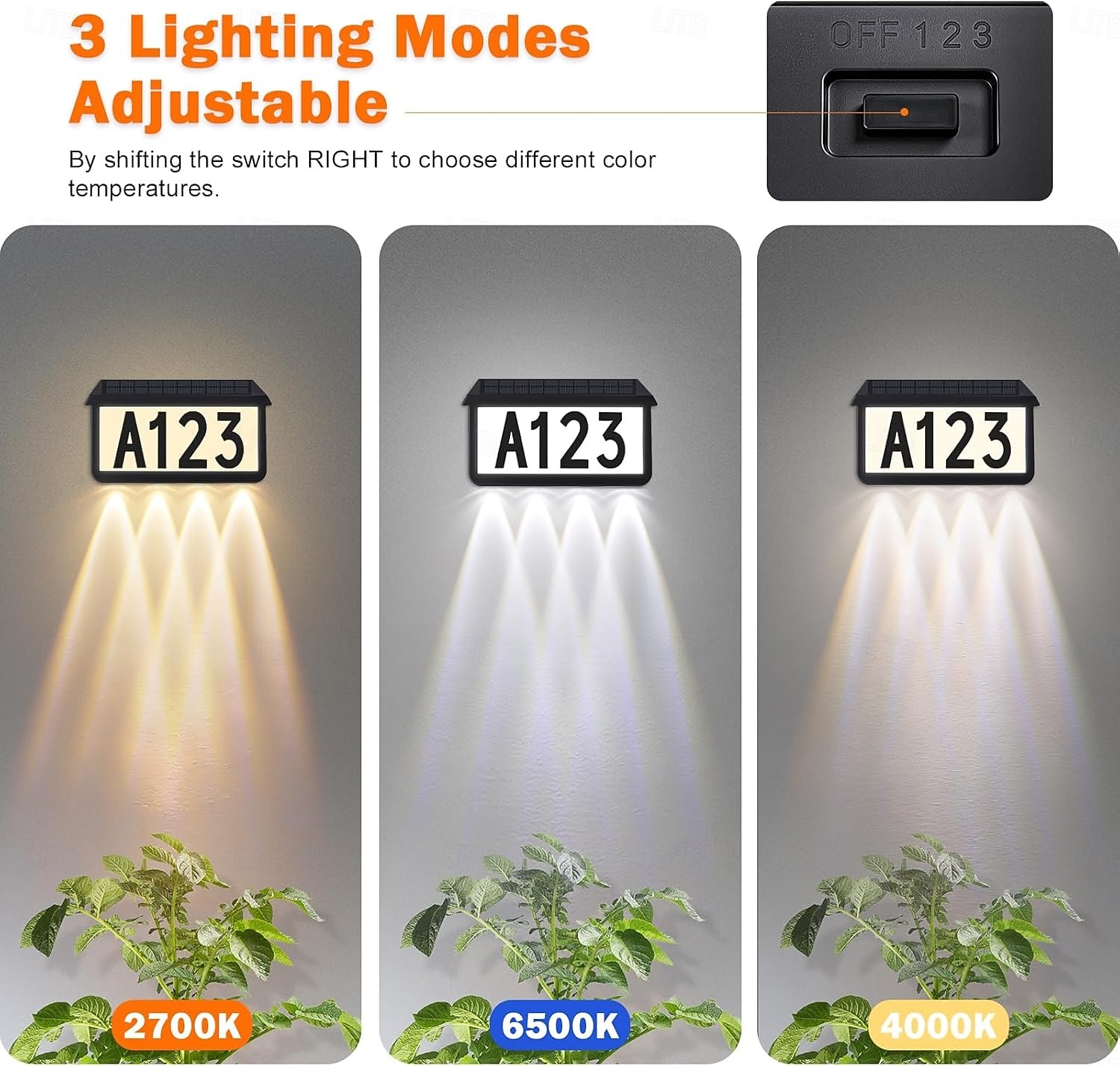 Solar Address Signs, House Number for Outside Waterproof, 3-Color LED Illuminated Address Plaques with Stake, Wall Mounted Solar Powered Light Up Address Numbers 2026 - $48.99 –P2