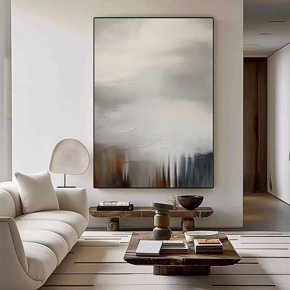 oil painting handmade Beige Abstract Wall Art Beige white Abstract Painting Large Beige Minimalist Wall Art Wabi-sabi Canvas Painting Modern Textured Oil Painting 2026 - $100.99 –P5
