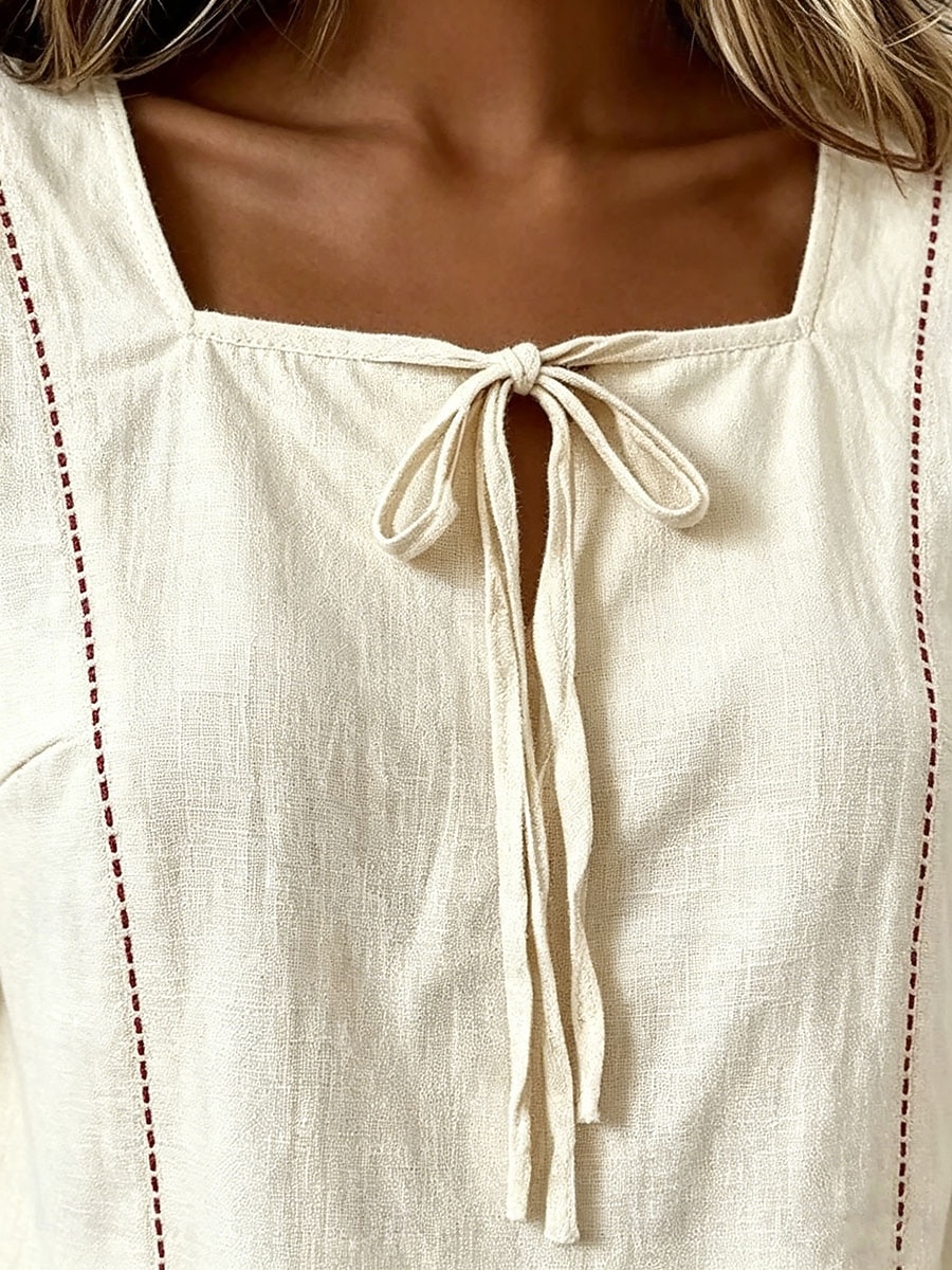 Damen Hemd Bluse Einfach Gestreift Stilvoll Klassisch Modern Dreiviertelarm Quadrathals Lange Oberteile Lässig Täglich Strand Weiß Gelb Marineblau Himmelblau Aprikose Sommer Frühling 2026 - $12.99 –P4