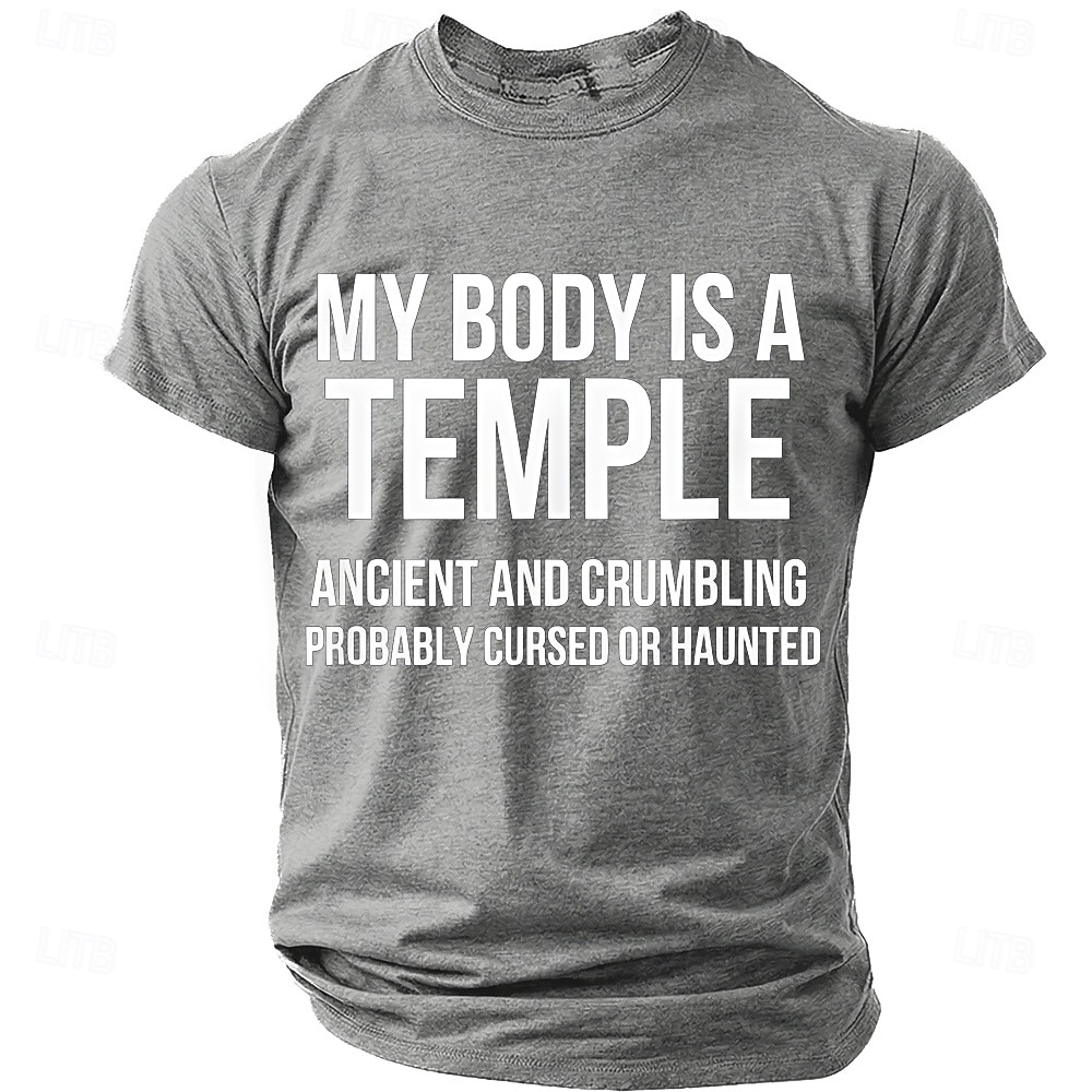 Corpul meu este un templu antic, blestemat, bântuit, tricou amuzant, sarcastic, cu umor, grafic, guler rotund, mânecă scurtă, cadou de ziua de naștere pentru el, cadou de glumă, haine de designer 2026 - $18.99 –P15