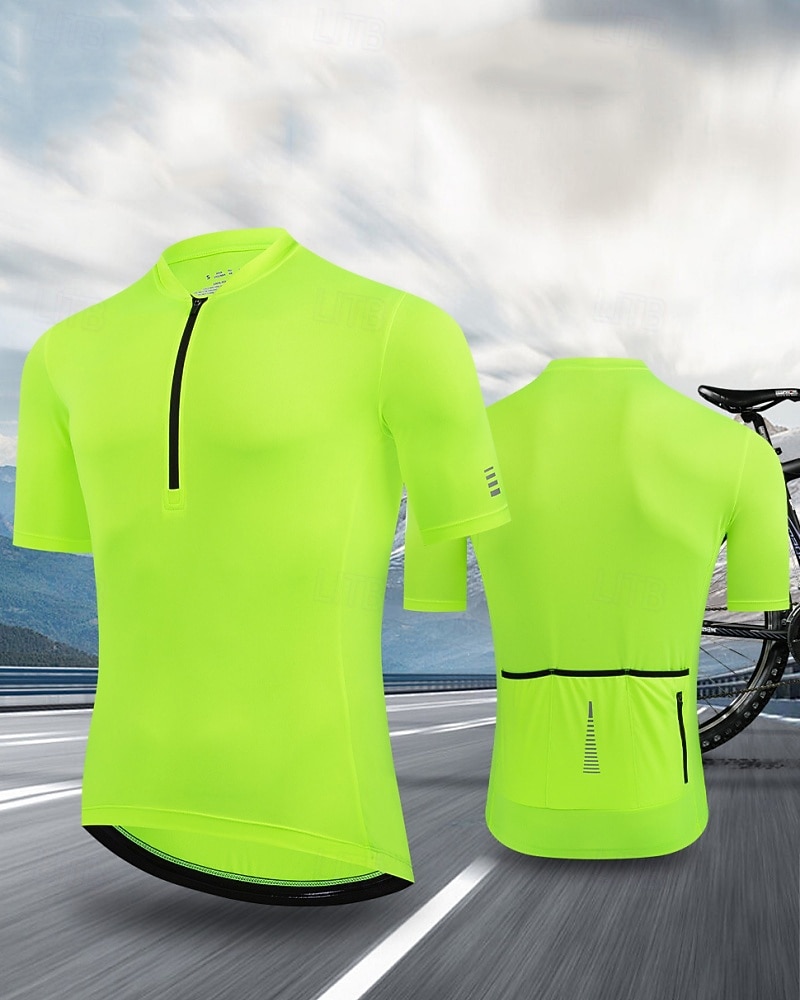 Męskie Koszulka rowerowa Jeden kolor Krótki rękaw Rower Dżersej Top z 3 tylnymi kieszeniami Odporny na UV Szybkie wysychanie Kieszeń na plecach Odvádí pot Sport Czarny Biały Czerwony Odzież 2026 - $26.99 –P11