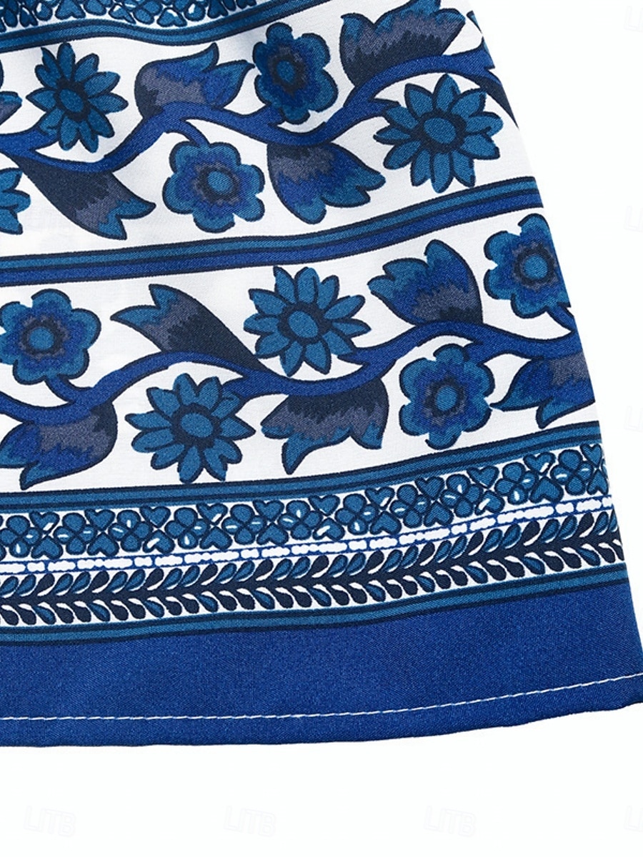 Dames Maxi-jurk A lijn jurk Slipdress Vakantie Casual Buiten Uitgaan Standaard pasvorm Bloemig Mouwloos V-hals blauw Zomer Lente 2026 - $41.99 –P11