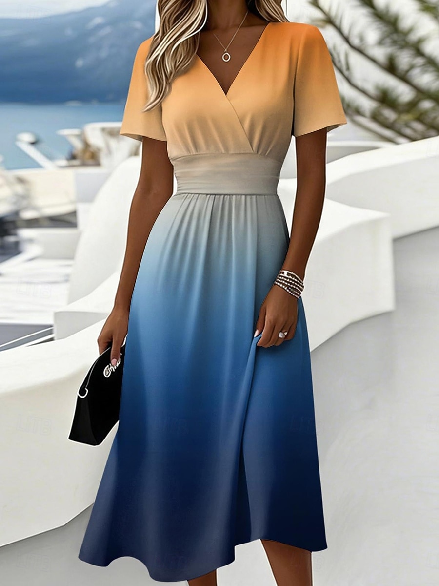 Pentru femei Rochii Midi Rochie A line Vacanță Casual Boho Fit regulat Grafic Manșon scurt În V Albastru piscină Roz Îmbujorat Mov Portocaliu Vară Primăvară 2026 - $34.99 –P2