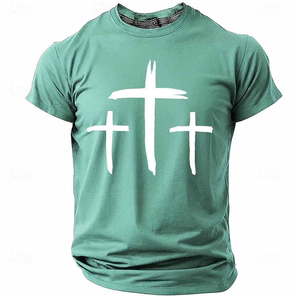 Hombre Cruz Camiseta Manga Corta Camiseta Impresión 3D Cuello Barco Camisa Moda Design Sencillo Casual Diario Fiesta Rojo Verano Primavera Ropa S M L XL XXL XXXL 2026 - $18.99 –P14