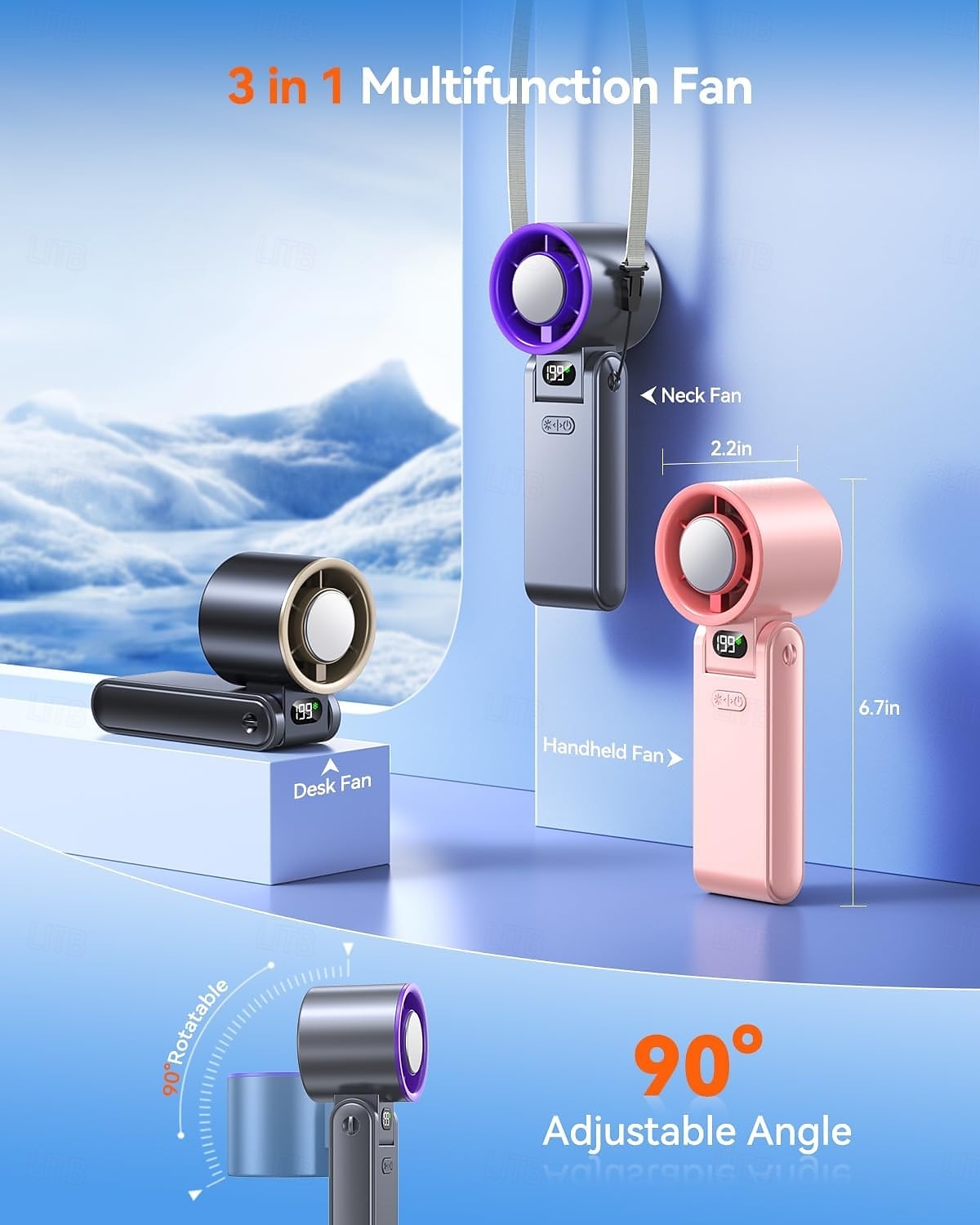 Φορητός φορητός ανεμιστήρας turbo με ψυγείο πάγου, προσωπικός ανεμιστήρας, επαναφορτιζόμενος 3600mah, χρόνος ψύξης 20 ωρών, ισχυρός αθόρυβος κινητήρας 20000 στροφών, απαραίτητος για 2026 - $32.99 –P5