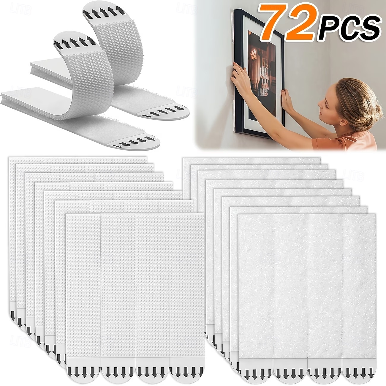 72 универсальных полиамидных полоски для подвешивания картин, не требуют сверления, снимаются с обеих сторон, обеспечивают прочную клеевую фиксацию, долговечны и водонепроницаемы, идеально подходят 2026 - IDR Rp311530 –P2