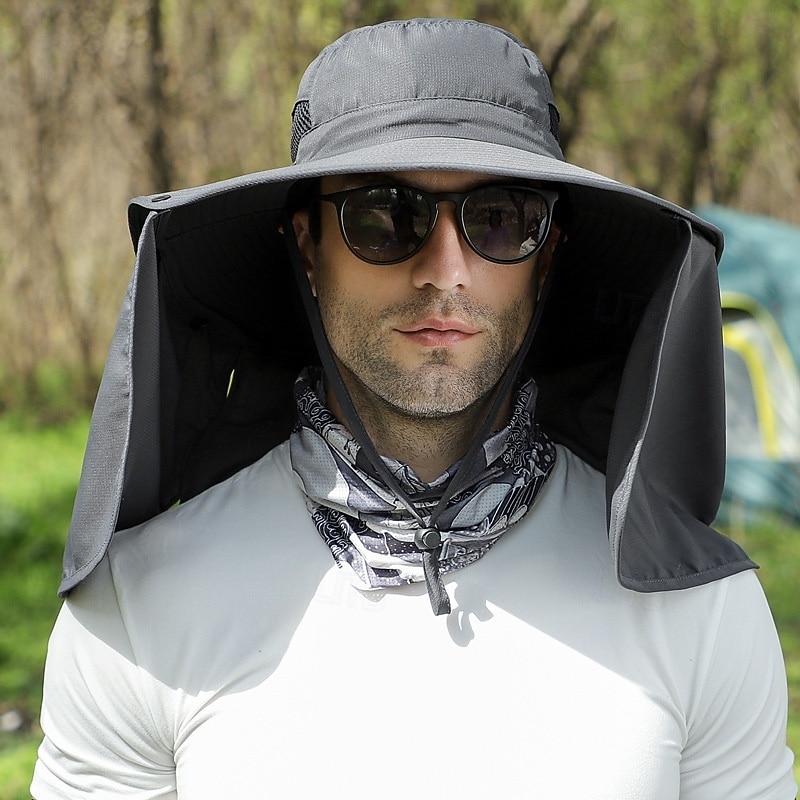 Zonnehoed Wandelhoed Vispet Hoed Kampeerhoed waterdicht Zonbescherming UV-Bescherming Zomer Lente Herfst Trekkoord Brede rand met nekflap Voor heren Vissen Activiteit 2026 - $17.99 –P1