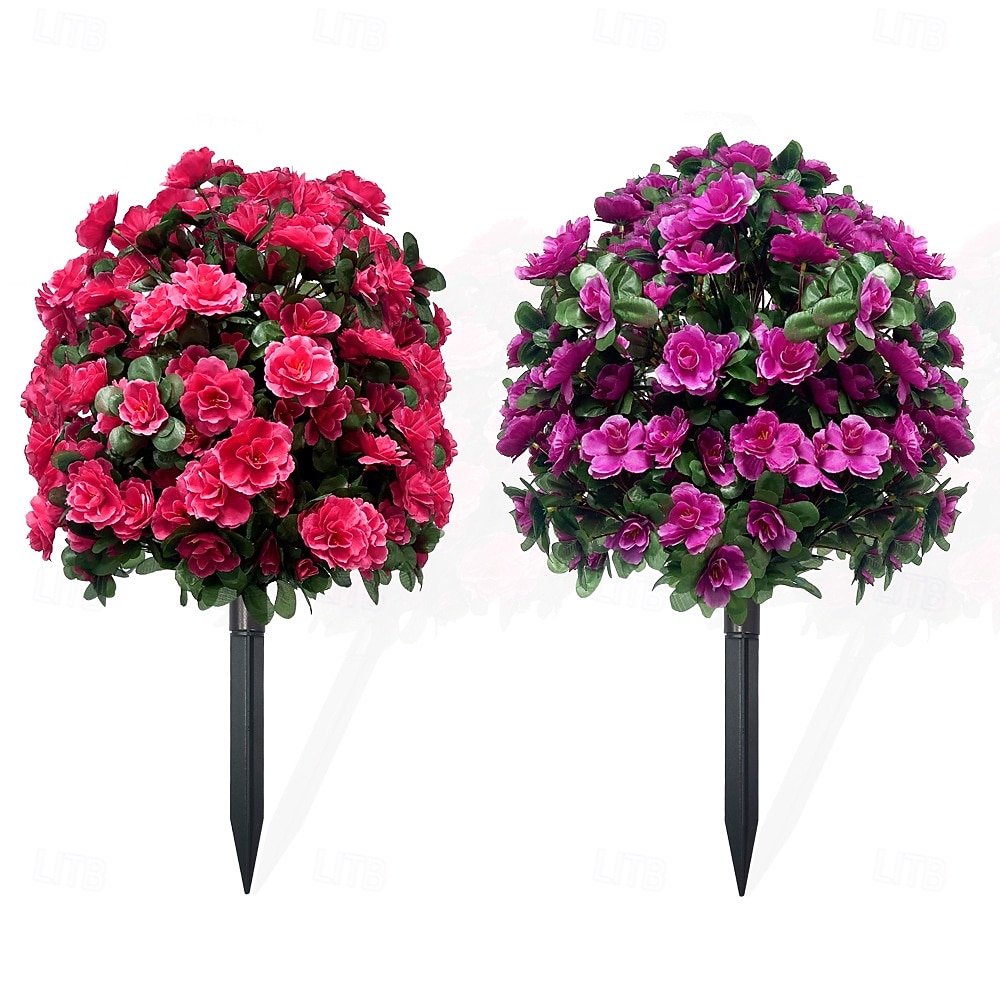 Artificial Azalea Flower with Ground Stakes, 23" UV Resistant Fake Azalea Garden Stake, Faux Greenery Shrubs for Outdoor Porch, Patio, Wedding, Party Decor, Durable, Easy-to-Install Garden Accessory 2026 - $35.99 –P5
