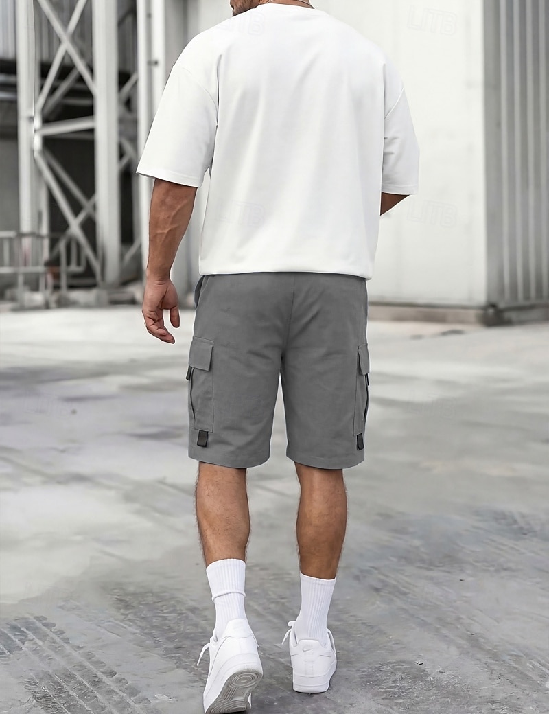 Voor heren Ladingbroek Cargoshorts Korte broek Casual korte broek Zak Elastische taille Effen Knielengte Casual Buiten Streetwear Modieus Streetwear Zwart Marineblauw Inelastisch 2026 - $22.99 –P12