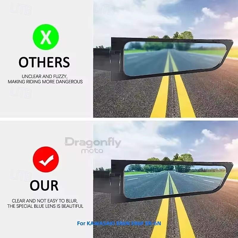 Dragonfly Moto Motorcycle Rearview Mirrors for Kawasaki ER6N ER6F ER-6N, Adjustable Rotating Wind Wing Side Mirror, Aerodynamic Stealth Winglet Mirrors for Sport Bike, Aluminum Alloy, 1 Pair 2026 - $20.99 –P4