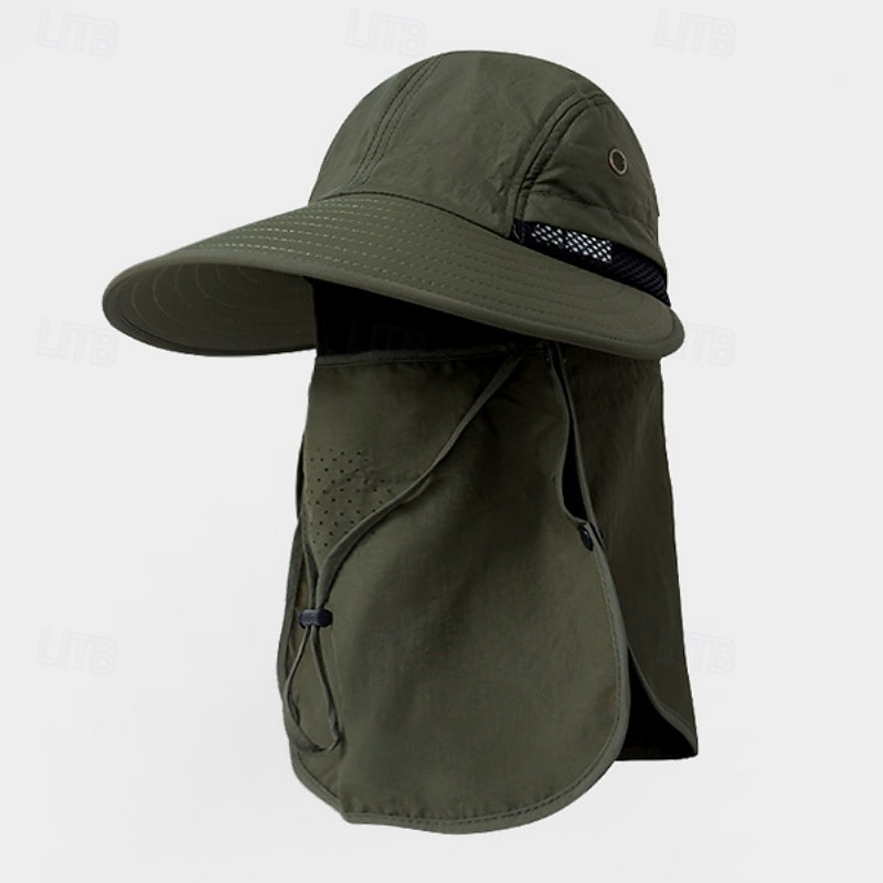 Solhatt Vandringshatt Fiskemössa Camping hatt Vattentät UV-skydd Snabb tork Sommar Vår Höst Snörning Bred kant med ansiktsskydd och nackflik Herr Fiske Aktivitet 2026 - $17.49 –P9