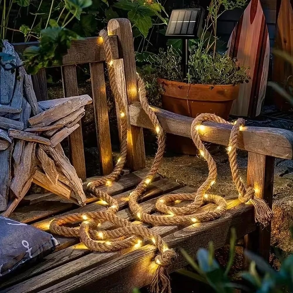 Natural Hemp Rope Lights, Natural Brown Rope Super Bright String Fairy lamp, Outdoor String Lights Waterproof Natural Hemp Rope Lights, Suitable for arbors, Columns, Trees, Fences 2026 - $18.99 –P1