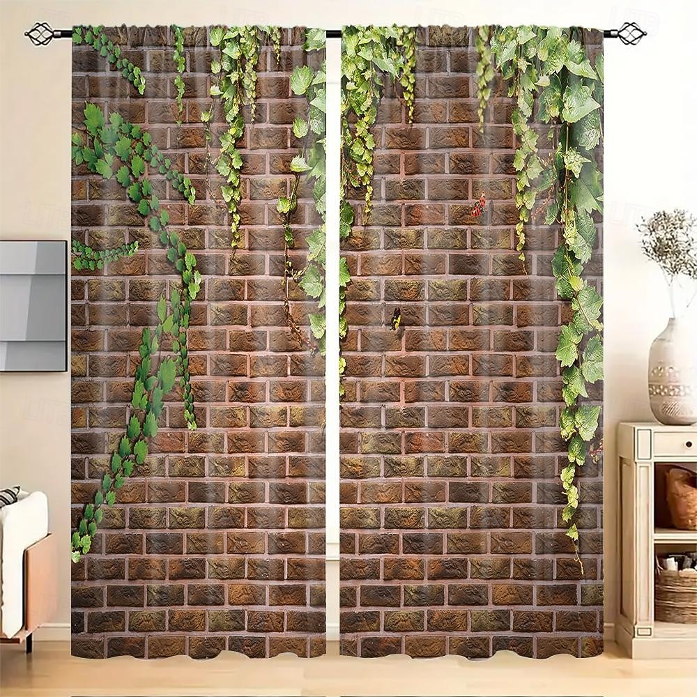 2 kpl kasvi- ja kukkataideverhoja, polyesteri-ikkunaverhot tankotaskulla, vihreät kasvitieteelliset kuvioverhot olohuoneeseen, makuuhuoneeseen, keittiöön, asuntolan sisustukseen, kodin sisustukseen 2026 - €27.99 –P5