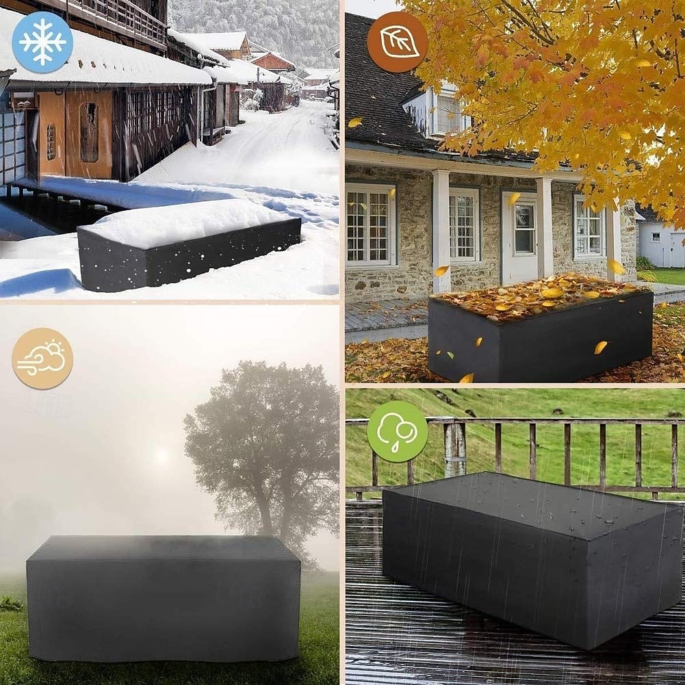 Patio Furniture Covers Black Outdoor Rectangular Square 210D Oxford Cloth Garden Table Chair Set Protective Cover with Drawstring Waterproof Dustproof UV Resistant Cover (180x150x80cm) 2026 - $20.99 –P4