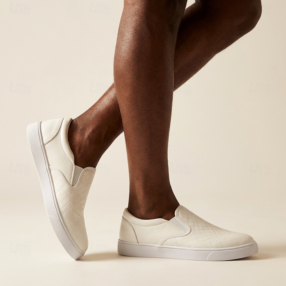 Zapatillas deportivas blancas sin cordones para hombre, ligeras, transpirables, de caña baja, cómodas, de estilo minimalista, ideales para el día a día, viajes, desplazamientos y para el fin de semana. 2026 - $34.99 –P3