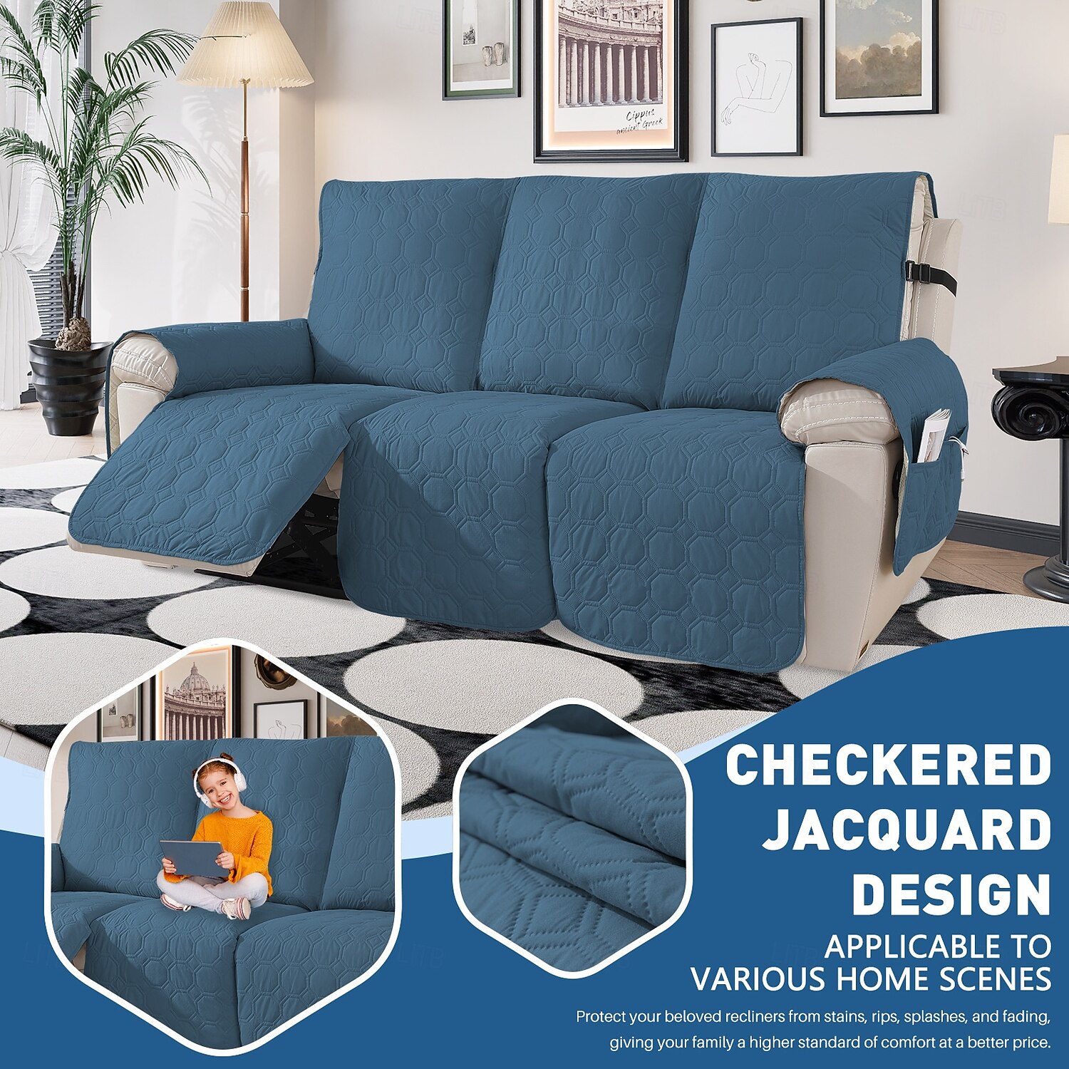 Rekbare jacquard waterdichte bankhoes, antislip, huisdiervriendelijke bankbeschermer, duurzame, vlekbestendige meubelhoes voor honden en katten 2026 - $37.99 –P8