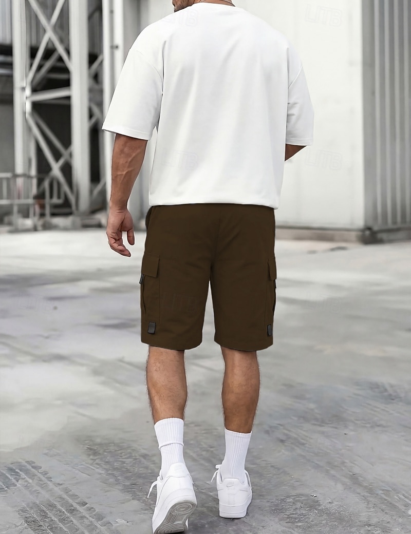 Voor heren Ladingbroek Cargoshorts Korte broek Casual korte broek Zak Elastische taille Effen Knielengte Casual Buiten Streetwear Modieus Streetwear Zwart Marineblauw Inelastisch 2026 - $22.99 –P9