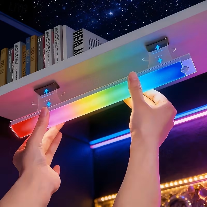 3ks rgb atmosférické osvětlení skříňky nabíjecí magnetická indukční LED pohybový senzor noční světlo bezdrátové osvětlení skříňky šatní skříně ložnice není třeba vrtat otvory ani pokládat dráty snadná 2026 - $23.99 –P1