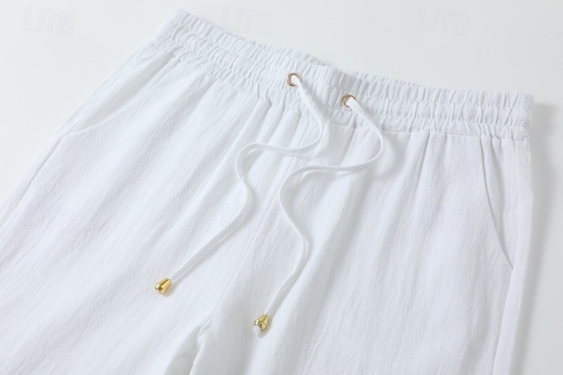 Women's Cotton Linen Pants Summer Pants Pants Trousers Vacation Basic Casual Daily Full Length Natural Plain Drawstring Front Pocket Comfort Breathability Comfortable Inelastic Daily Going out Weekend 2026 - $22.99 –P5