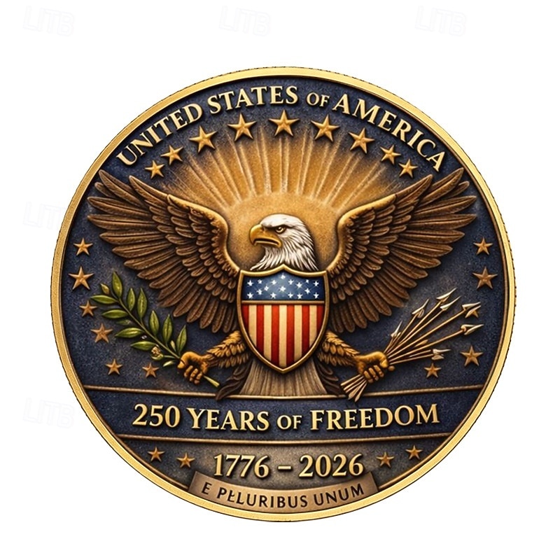Amerikansk minnemynt til 250-årsjubileum, patriotisk samlermynt med ørn, frihet, amerikansk flagg, slitesterk metallsuvenir til utstilling, 1776–2026 2026 - $16.99 –P3