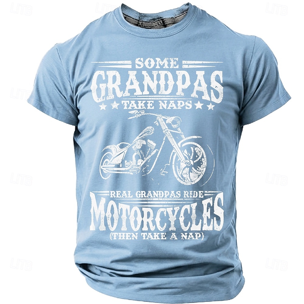 بعض الأجداد يأخذون قيلولة، والأجداد الحقيقيون يركبون الدراجات النارية. تي شيرت رجالي برسومات فكاهية، بأكمام قصيرة ورقبة دائرية، مناسب للارتداء اليومي، متوفر بمقاسات S، M، L، XL، XXL، XXXL. 2026 - RON 88.6 –P11