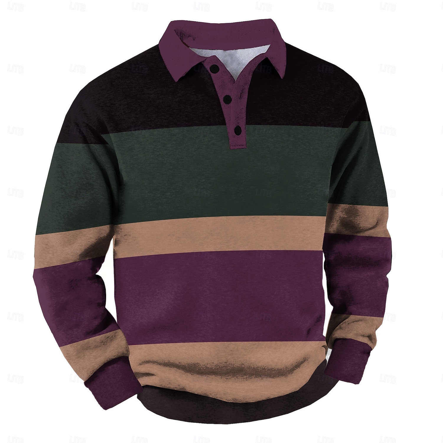 Men's Stripes Rugby Polo Cable Knit Polo Long Sleeve Polo Shirts Collared Shirts Casual Outdoor Athleisure 3D Print Spring Fall Winter Yellow Blue Brown 2026 - $31.99 –P2