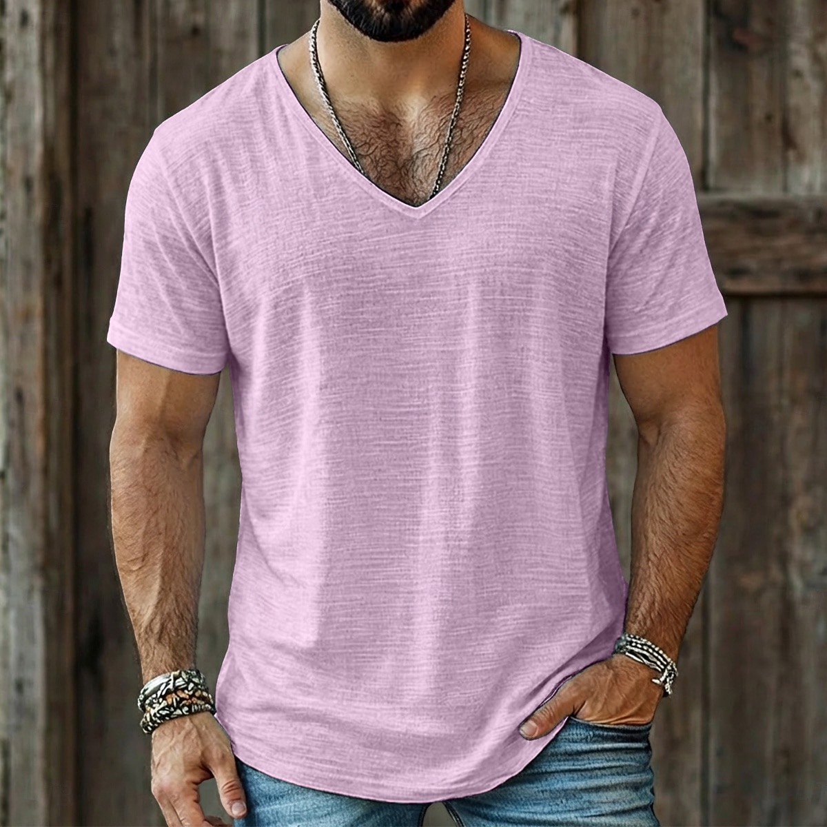 Homens T-shirt Camiseta de linho Manga Curta Decote V Verão Tecido Moda Designer Básico Macia Casual Férias Rua Azul Céu Preto Branco Top Tee para Homens de 2026 por $19.99 –P2