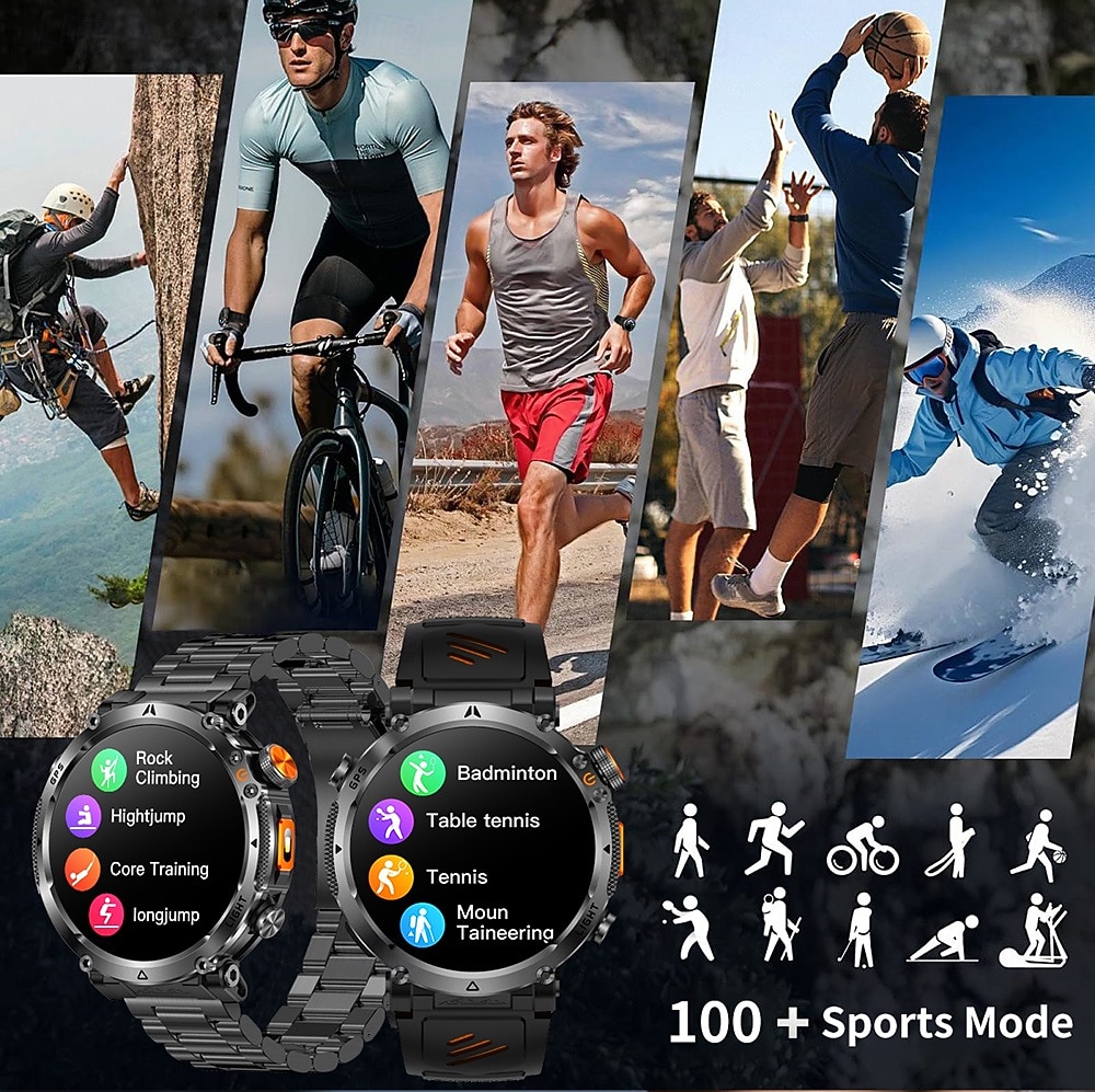 Rugged GPS Smart Watch for Men, Outdoor Sports Watch with 6 Satellite Positioning Systems, Trajectory Return Tracking for Mountaineering Hiking, Heart Rate SpO2 Monitor, Waterproof Metal Band Watch 2026 - $57.99 –P11