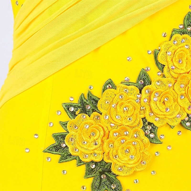 tánc salsa latin tánc ruha strassz bojt női teljesítmény edzés hosszú ujjú magas spandex tüll 2026 - $206.39 –P4