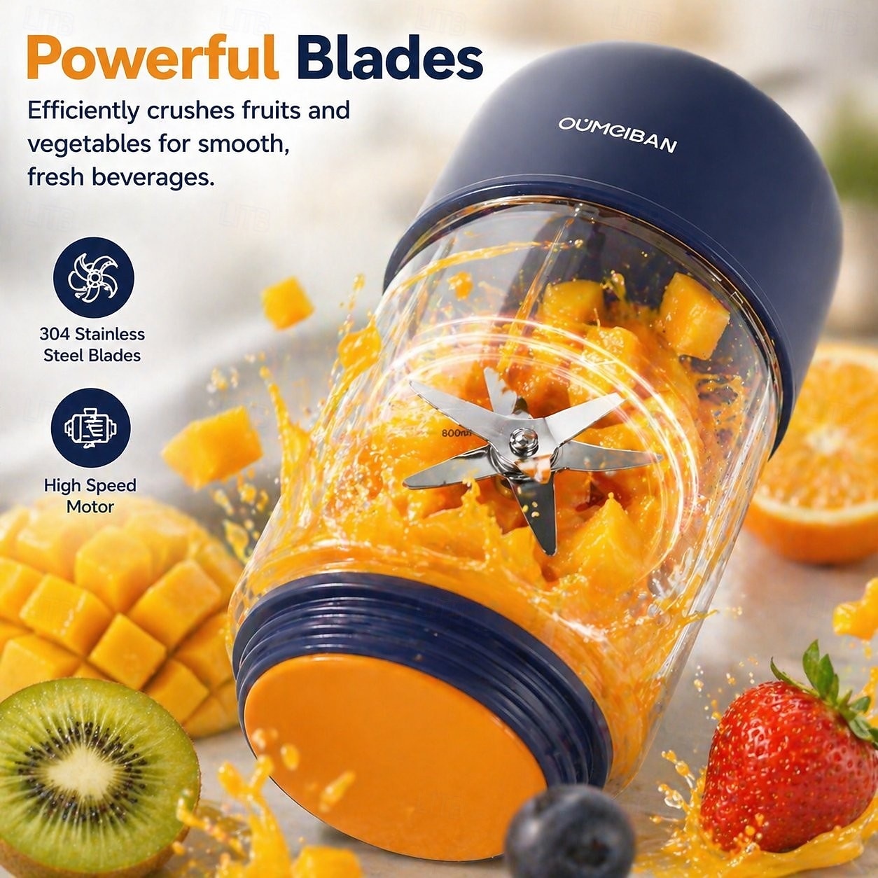 Exprimidor eléctrico inalámbrico de 44 oz para el hogar, ideal para electrodomésticos. &Vaso para batidora de verduras, botella de zumo personal de gran capacidad para el hogar y los viajes. 2026 - $29.99 –P4