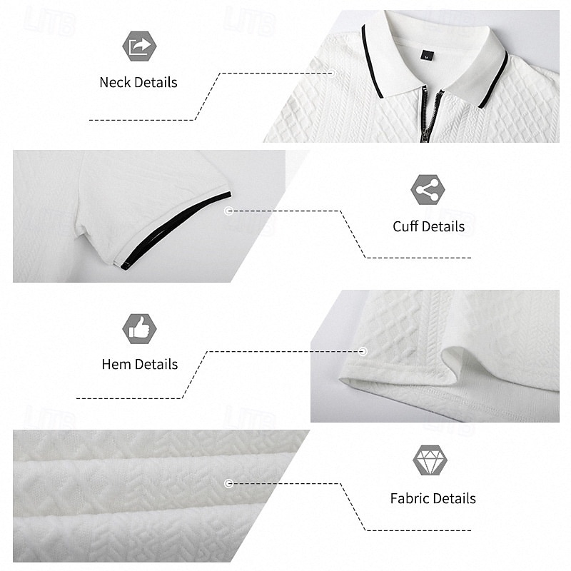 Per uomo Polo con zip Testurizzato Casuale Ferie Bavero Zip a un quarto Manica Corta Moda Essenziale Semplice Jacquard Zip a un quarto Primavera & Estate Estate Primavera Vestibilità regolare Blu del 2026 a $24.99 –P2