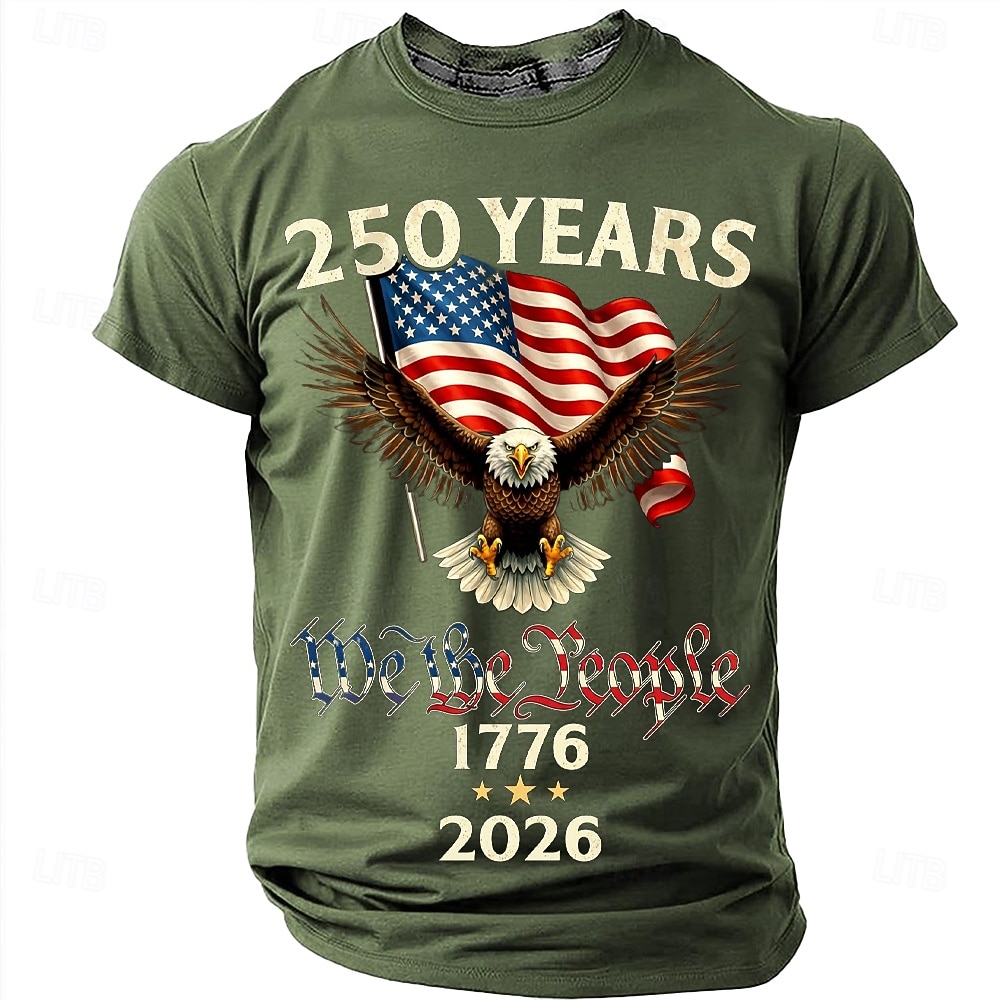 250 Years 1776 2026 We The People Men's Patriotic Bald Eagle American Flag Vintage USA Pride T Shirt Graphic Crew Neck Short Sleeve Independence Day Celebration Gift Designer Clothing Apparel 2026 - $18.99 –P14
