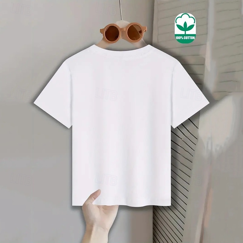 100% Cotton Kids Boys' Black White Graphic Quotes & Sayings T shirt Blouse Crew Neck Short Sleeve Outdoor Dailywear Fashion Streetwear Designer Printing Summer 2026 - $15.99 –P3