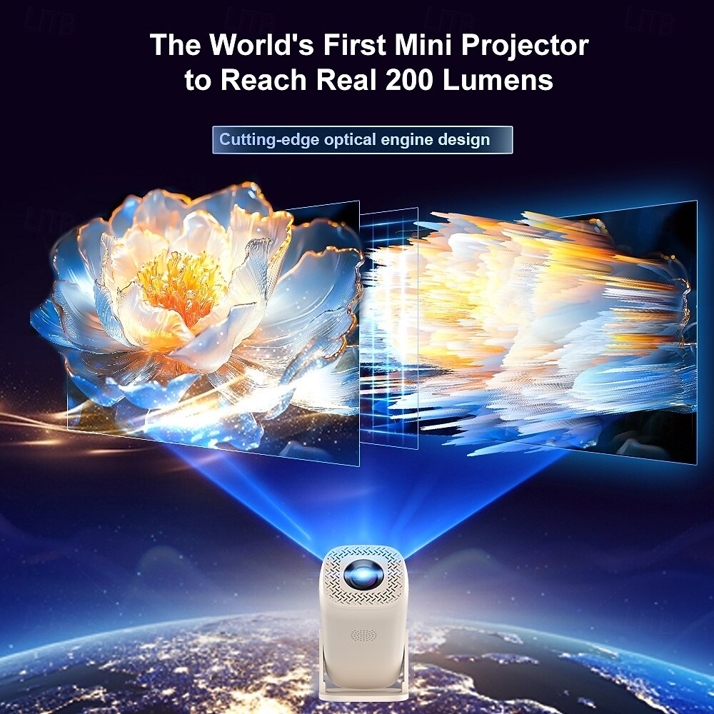 Smart Projector with Android 14, WiFi 6, BT 5.2, 180° Rotating Portable Projector, 8K Decoding, 200 ANSI Lumens, Movie Projector for Home, Outdoor, TV Stick, iOS, Android, Allwinner H723 Chip 2026 - $86.99 –P2